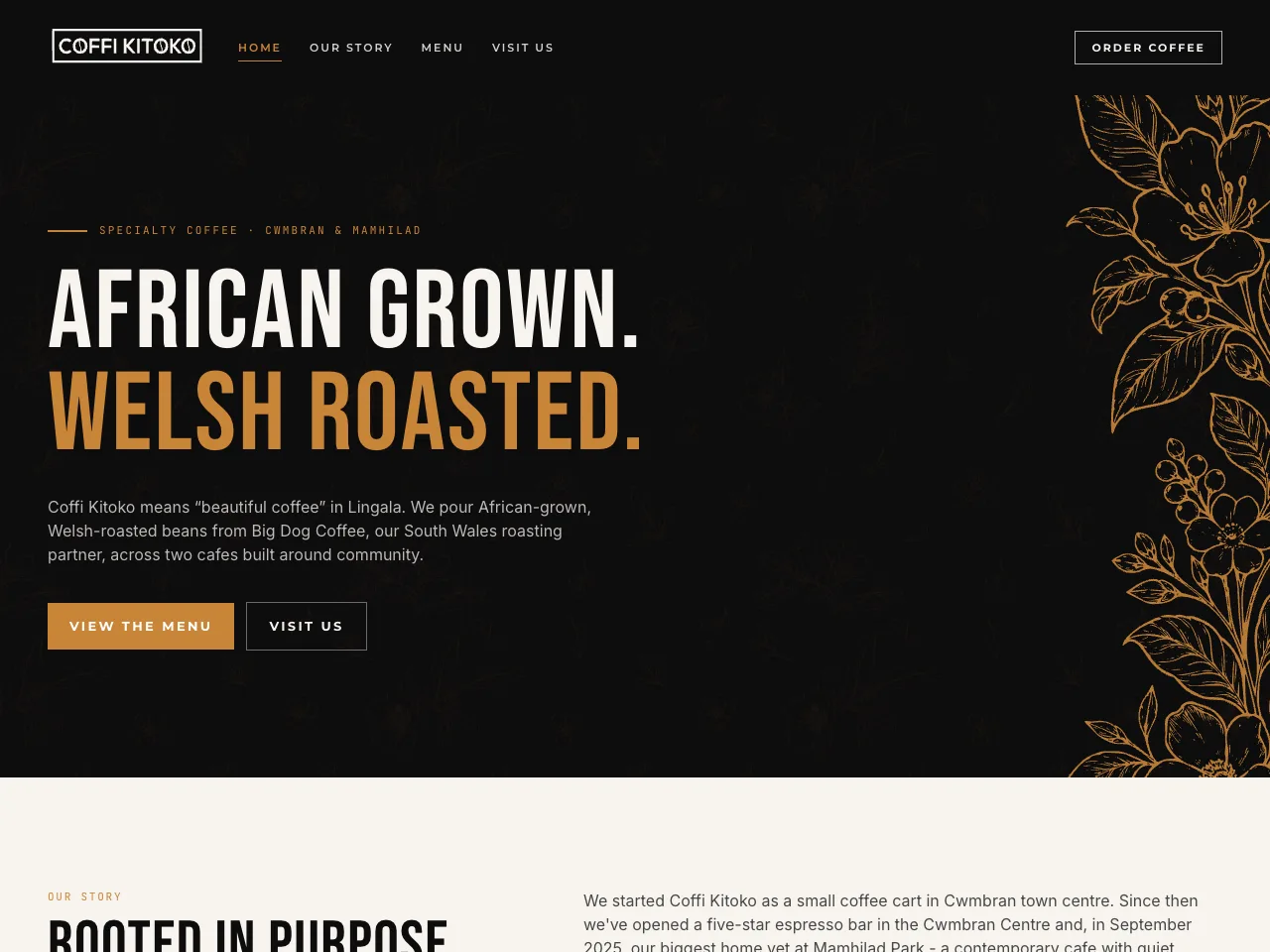 Coffi Kitoko - African-grown, Welsh-roasted specialty coffee with cafés in Cwmbran and Pontypool