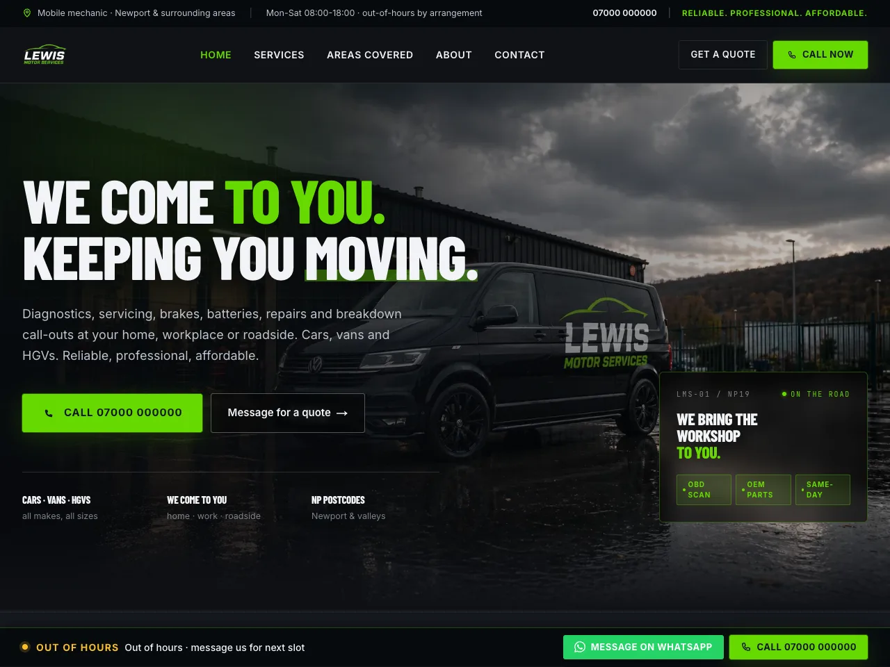 Lewis Motor Services website